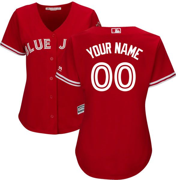 Women Toronto Blue Jays Majestic Red Scarlet 2017 Cool Base Replica Custom MLB Jersey->customized mlb jersey->Custom Jersey